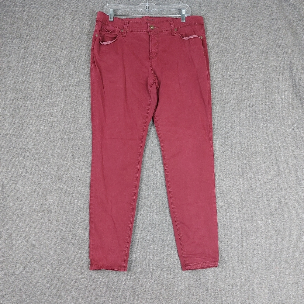 JCP SUPER SOFT PREMIUM DENIM WOMENS RED MAROON BURGUNDY SKINNY JEANS SIZE 32/14